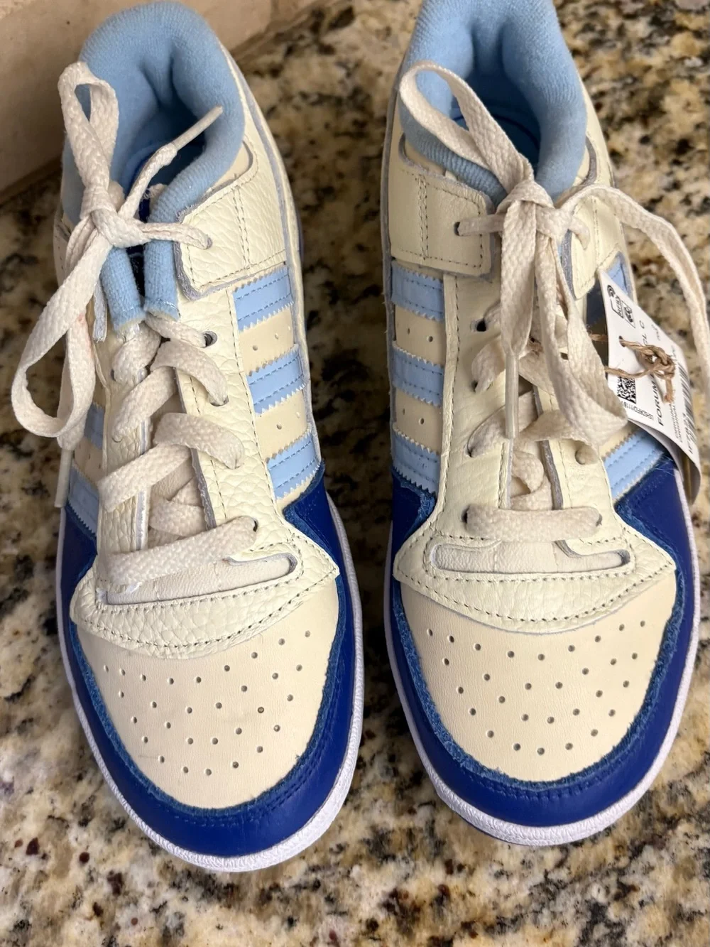 adidas Kids Cream, Light Blue and Blue Sneakers